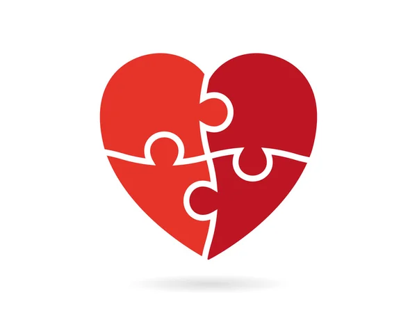 Bulmaca vektör grafik şablonu illüstrasyon izole beyaz arka plan üzerinde kalp şeklinde