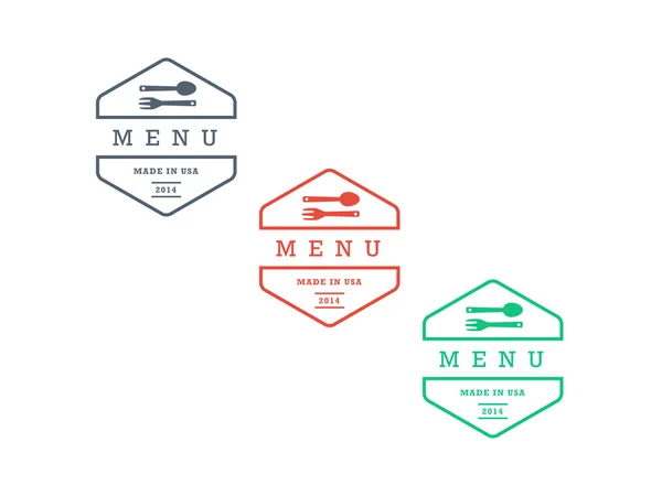 Bunte geometrische Hipster-Stil Restaurant Menü Abzeichen Zeichen Vektor Grafik Vorlage isoliert auf weißem Hintergrund — Stockvektor