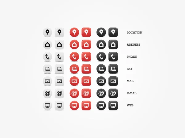 Multifunctionele visitekaartje Icon Set van web iconen voor business, financiën en communicatie — Stockvector