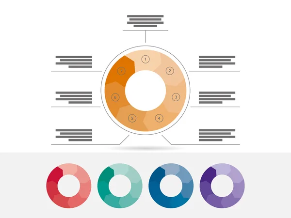 Puzzle-Präsentation Infografik Diagramm Diagramm mit erklärenden Textfeldern. Vektorgrafik-Vorlage. isoliert auf weißem Hintergrund. Sammlung. — Stockvektor