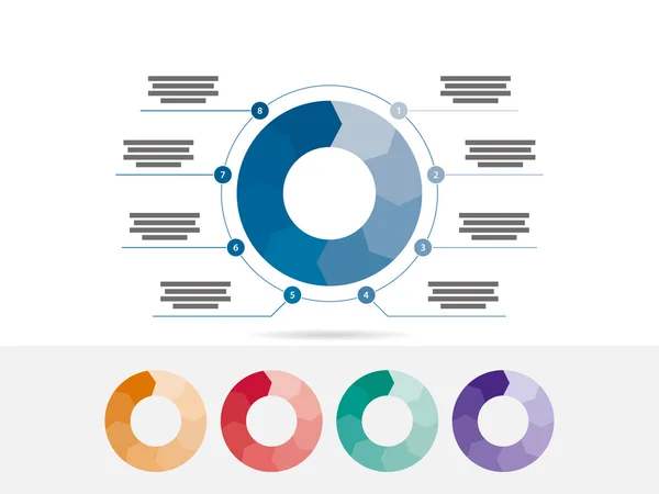 Diagrama infográfico de presentación de rompecabezas con campos de texto explicativos. plantilla gráfica vectorial. Aislado sobre fondo blanco. Colección . — Vector de stock