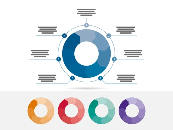 Puzzle-Präsentation Infografik Diagramm Diagramm mit erklärenden Textfeldern. Vektorgrafik-Vorlage. isoliert auf weißem Hintergrund. Sammlung. — Stockvektor