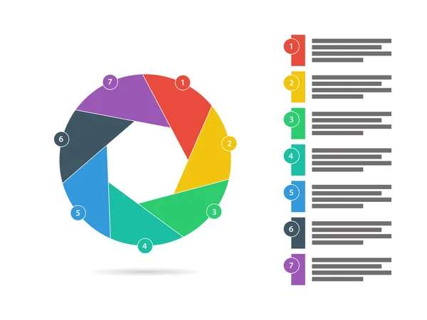 Plantilla gráfica de diagrama infográfico de presentación de rompecabezas de obturador con campo de texto explicativo aislado sobre fondo blanco — Archivo Imágenes Vectoriales