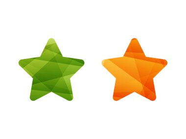 Renkli geometrik yıldız işareti simgesi rozet afiş. Vektör grafik illüstrasyon şablonu. Beyaz arka plan üzerinde izole.