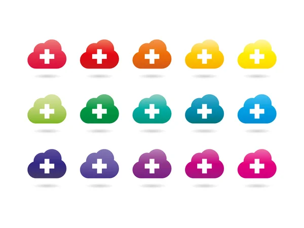 Set van kleurrijke regenboog spectrum wolk server tekenen collectie. Vector grafische afbeelding sjabloon geïsoleerd op witte achtergrond. — Stockvector
