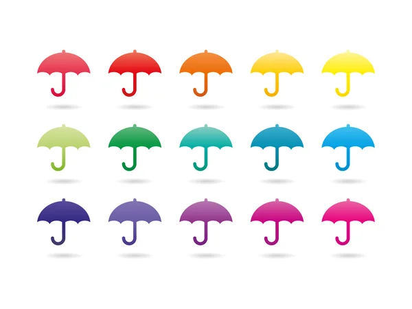 Parapluies colorés à spectre arc-en-ciel — Image vectorielle