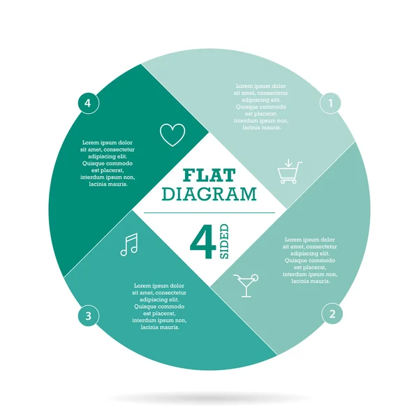 Modello di diagramma dell'otturatore piatto per la presentazione aziendale con aree di testo e icone. Grafica infografica vettoriale . — Vettoriale Stock