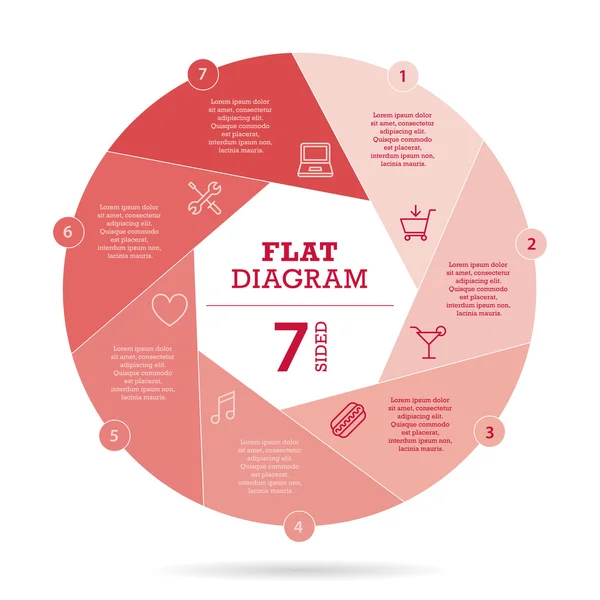 Platte sluiter sjabloon diagram voor uw bedrijfspresentatie met tekstgebieden en pictogrammen. Vector infographic grafisch ontwerp. — Stockvector