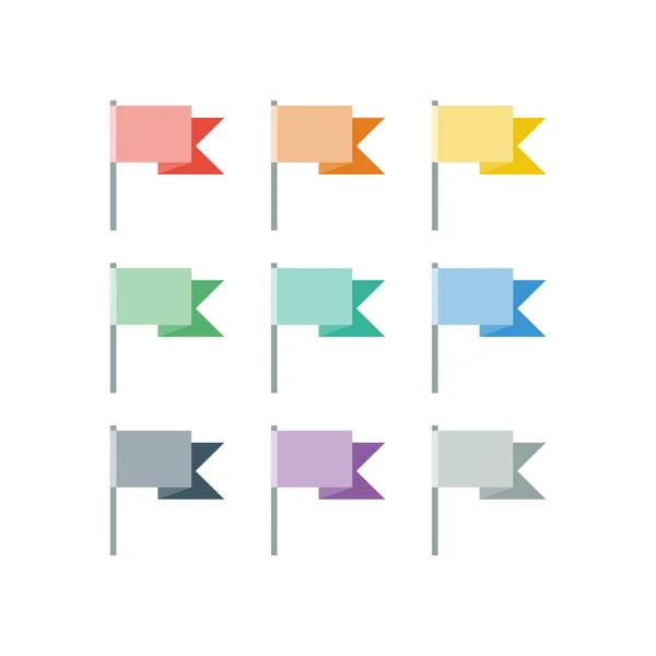 Colorful festive spectrum geometric flags. Flat design. Vector graphic template. — Stock Vector