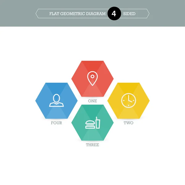 Modèle de diagramme géométrique plat pour votre présentation d'entreprise avec des icônes. Graphisme vectoriel infographique . — Image vectorielle