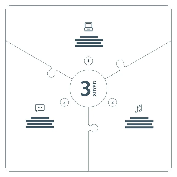 Numerado gráfico infográfico de apresentação de quebra-cabeça de linha plana com campo de texto explicativo isolado em fundo branco. Modelo gráfico vetorial . — Vetor de Stock