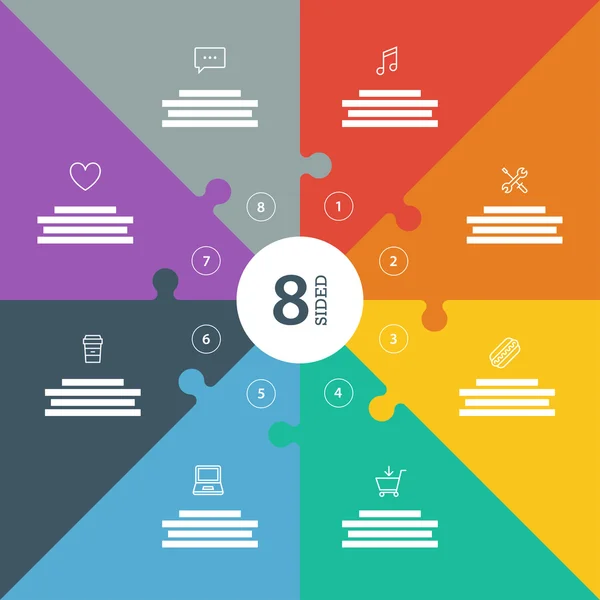 Beyaz arka plan üzerinde izole açıklayıcı metin alanı düz gökkuşağı spektrum renkli bulmaca sunu Infographic grafik sayılı. Vektör grafik şablonu.