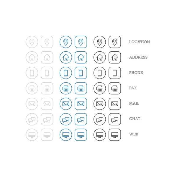 Platt multipurpose visitkort Ikonuppsättning av web ikoner för verksamhet, ekonomi och kommunikation. Vector grafisk mall. — Stock vektor