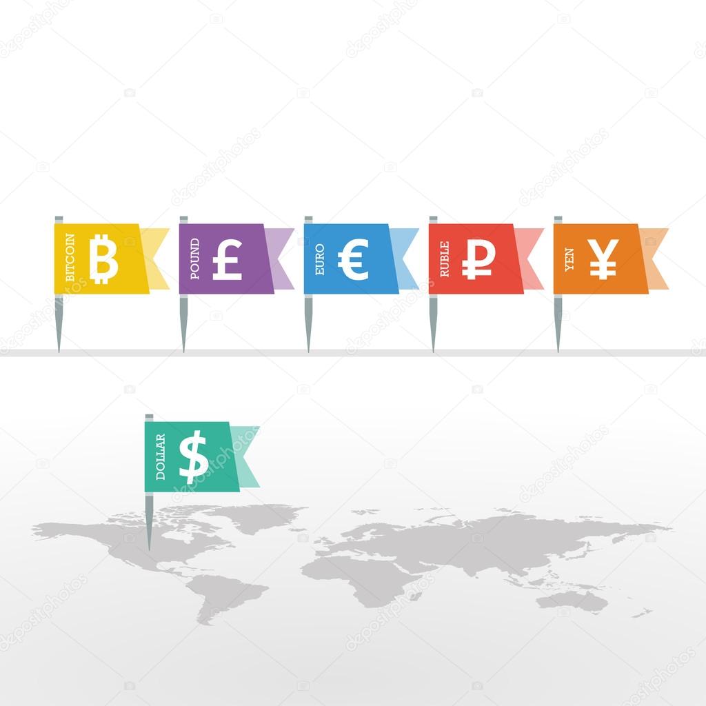 Currencies Symbols on Flag Sign