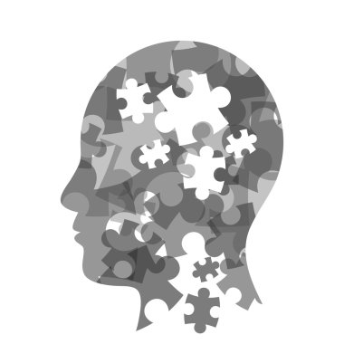 Colorful puzzle head concept presentation. Vector illustration graphic template.
