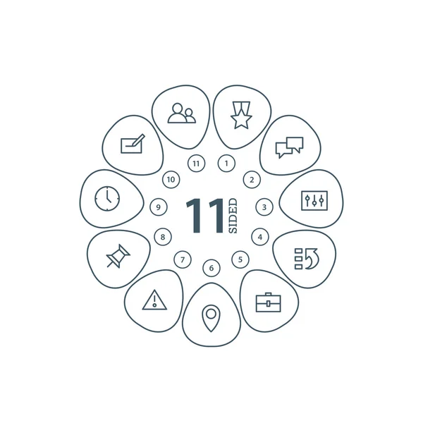 Flat line flower shaped abstract presentation infographic chart. Numbered with icons. — Stockvector