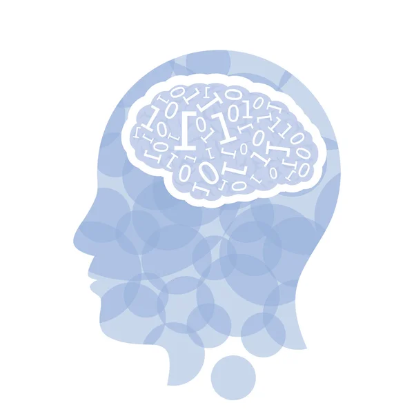 Head with computer brain concept presentation. — Stockvector