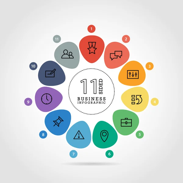 Flat flower shaped abstract presentation infographic chart. Numbered with icons.