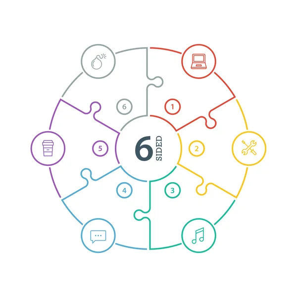 Espectro de arco-íris plano numerado colorido apresentação infográfico gráfico com ícones isolados no fundo branco — Vetor de Stock