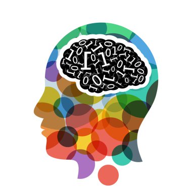 Head with computer brain concept presentation.