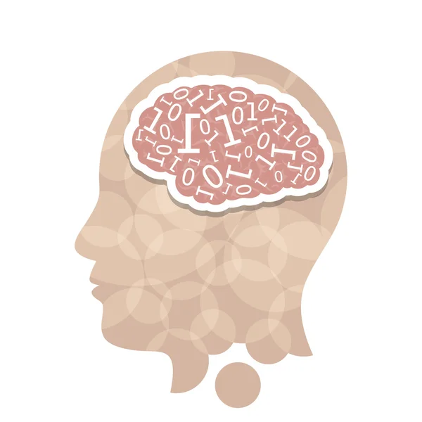 Head with computer brain concept presentation. — Stockvector