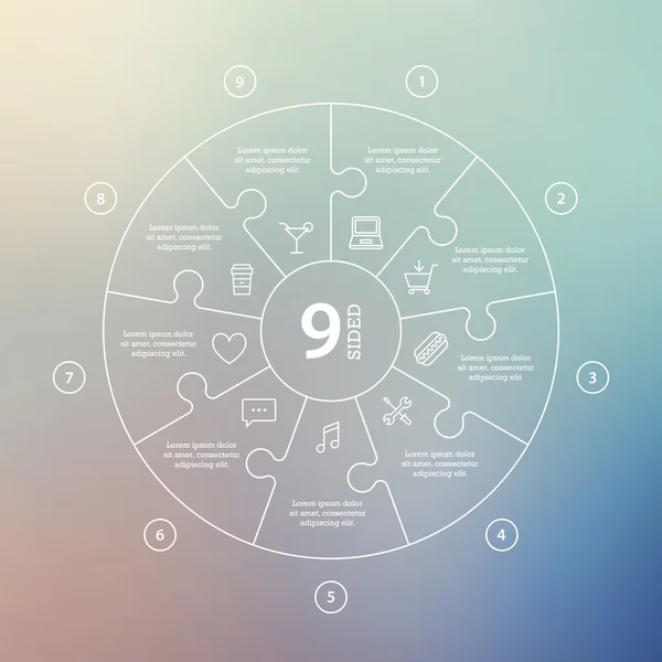 Business concept with options, parts, steps or processes. Circle puzzle infographic. Template for cycle diagram, graph, presentation and round chart. — Stok Vektör