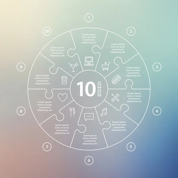 Business concept with options, parts, steps or processes. Circle puzzle infographic. Template for cycle diagram, graph, presentation and round chart. — Stok Vektör