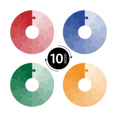Flat monocolor puzzle presentation infographic charts