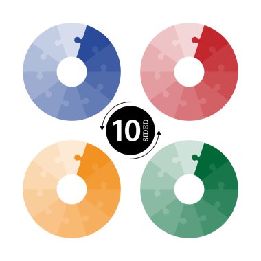 Flat monocolor puzzle presentation infographic charts