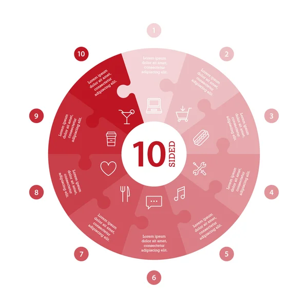 Flache einfarbige Puzzle-Präsentation Infografik — Stockvektor