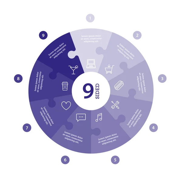 Flat monocolor puzzle presentation infographic chart — Wektor stockowy