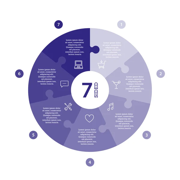 Flat monocolor puzzle presentation infographic chart — Stockvector