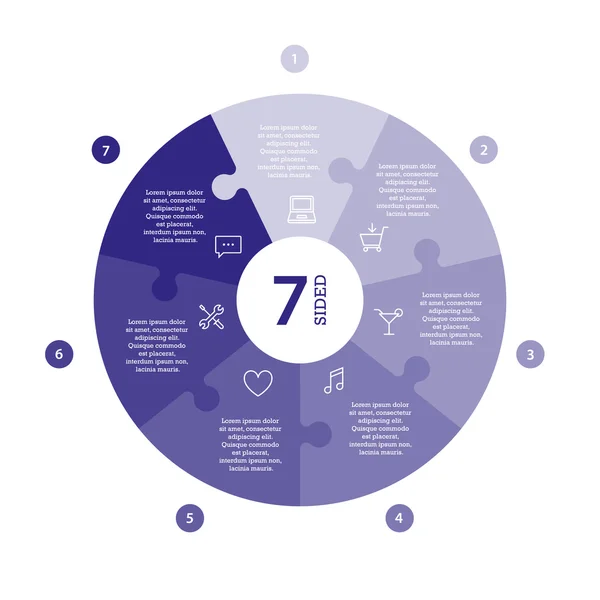 Flat monocolor puzzle presentation infographic chart — Stockový vektor