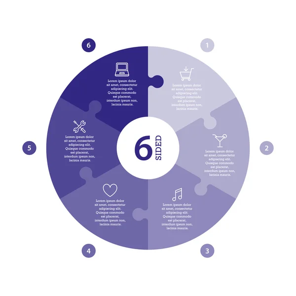 Flat monocolor puzzle presentation infographic chart — Stockvector