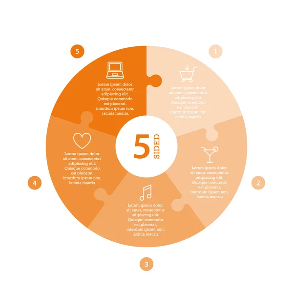 Flat monocolor puzzle presentation infographic chart — Stockvector