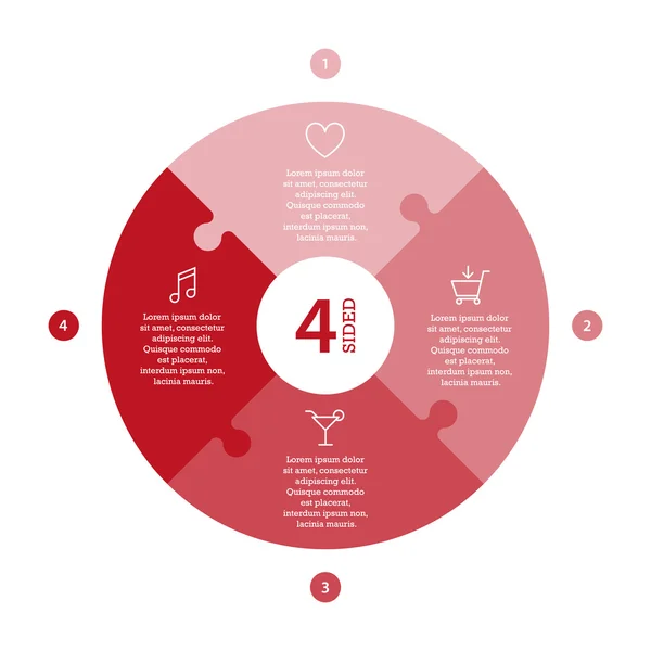 Flat monocolor puzzle presentation infographic chart — Stockvector