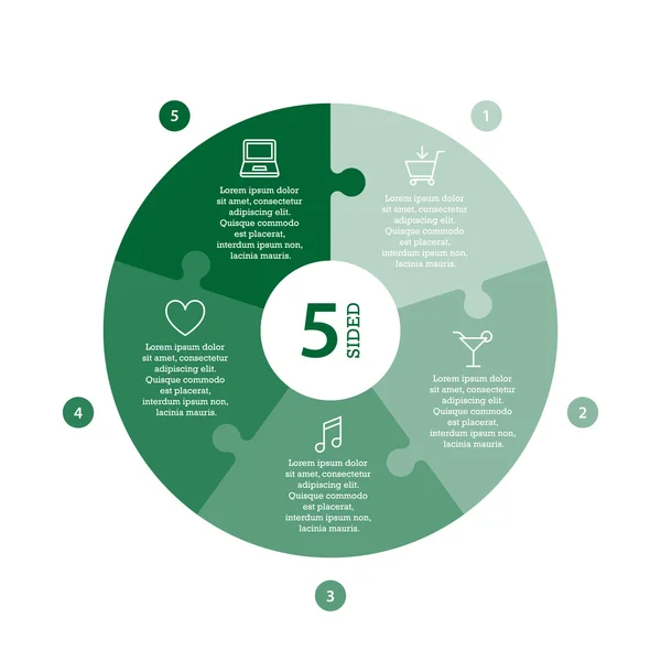 Flat monocolor puzzle presentation infographic chart Jogdíjmentes Stock Vektorok