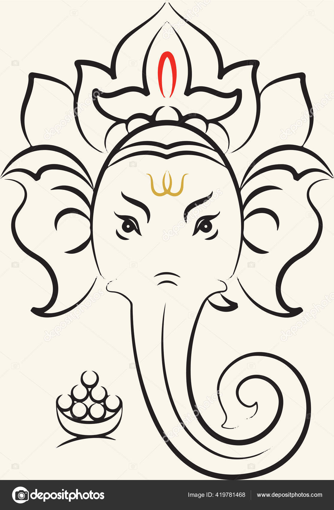 Drawing Sketch Hindu God Lord Ganesha Ganpati Creative Outline ...