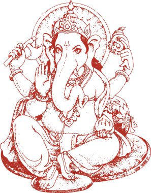 Hindu Tanrısı Ganesha 'nın ya da Ganpati Yaratıcı Ana Hattı Düzenlenebilir Vektör İllüzyonu' nun çizimi ya da çizimi