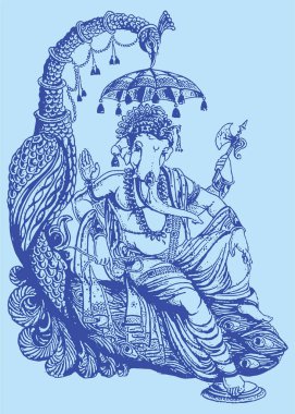 Hindu Tanrısı Ganesha 'nın ya da Ganpati Yaratıcı Ana Hattı Düzenlenebilir Vektör İllüzyonu' nun çizimi ya da çizimi