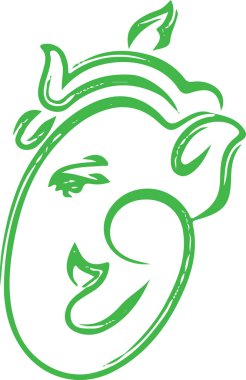Hindu Tanrısı Ganesha 'nın ya da Ganpati Yaratıcı Ana Hattı Düzenlenebilir Vektör İllüzyonu' nun çizimi ya da çizimi