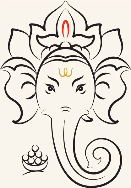 Desenho Esboço Deus Hindu Lord Ganesha Ganpati Criativo Esboço Editável — Vetor de Stock