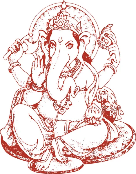 Ritning Eller Skiss Hinduiska Guden Lord Ganesha Eller Ganpati Kreativa — Stock vektor