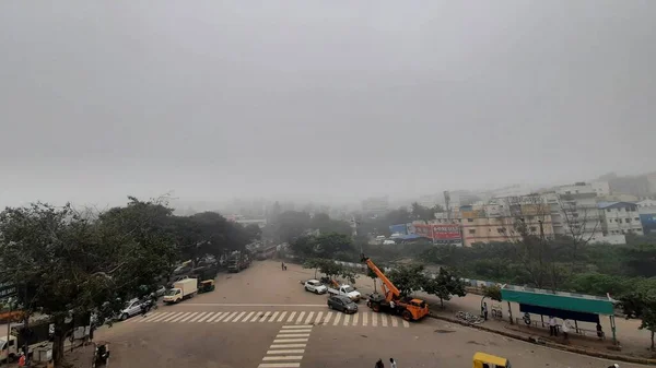 Bangalore Karnataka India Oct 2020 Beautiful Fog View Sumanahalli Circle — стоковое фото