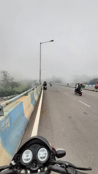 Bangalore Karnataka Índia Oct 2020 Bonita Neblina Matinal Vista Névoa — Fotografia de Stock