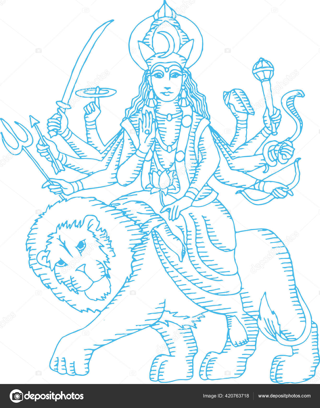 Maa Durga Face and Kalash with Hindi Text Happy Navratri Background.  4224389 Vector Art at Vecteezy