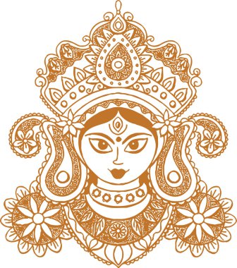 Tanrıça Chamundi 'nin ya da Durga Maa Ana Hattı Düzenlenebilir Vektör Resimlerinin Çizimi ya da Çizimi