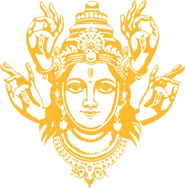 Tanrıça Chamundi 'nin ya da Durga Maa Ana Hattı Düzenlenebilir Vektör Resimlerinin Çizimi ya da Çizimi