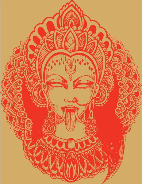 Drawing Sketch Angry Goddess Wife Lord Shiva Durga Maa Kali — стоковий вектор