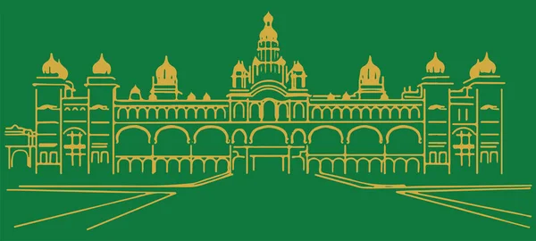 Disegno Schizzo Mysore Palace Amba Vilas Palace Outline Editable Vector — Vettoriale Stock